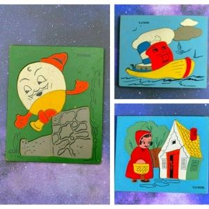 Vintage 50s-60s Playskool Wooden Puzzle Bundle